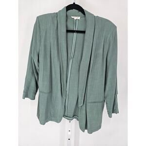 Chic Soul Womens Sz 1X 3/4 Sleeve Open Front Blazer Jacket Sage Green